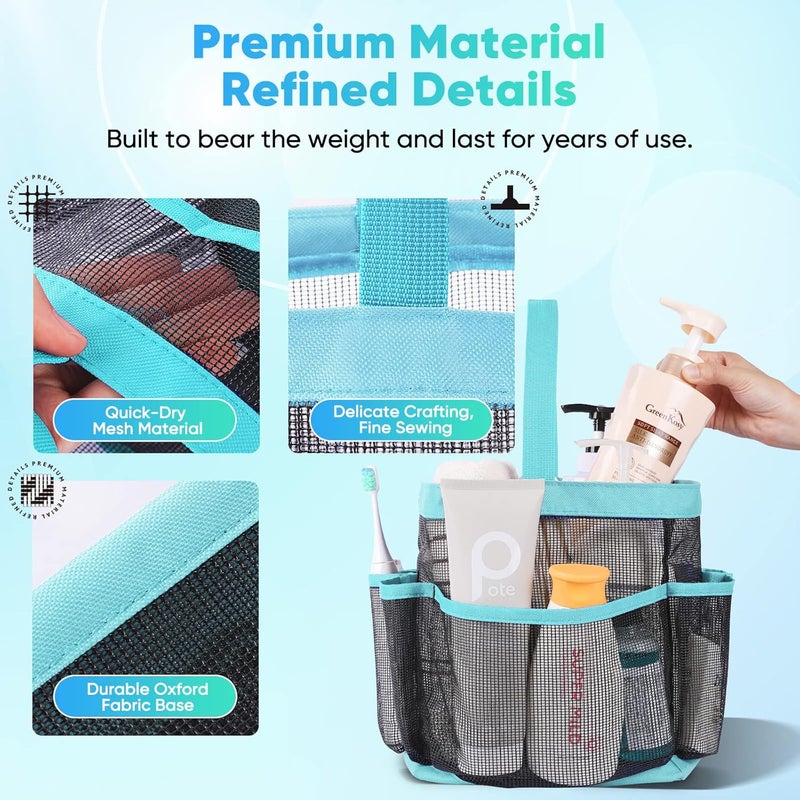 EUDELE Mesh Shower Caddy Portable for College Dorm Room Essentials with 8-Pocket Large Capacity,Shower Bag for Beach,Swimming,Gym,Travel essentials - Image 3